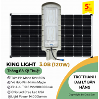 Đèn Đường Năng Lượng Mặt Trời Cao Cấp Euler King Light 3.0B - 120W - Bảo Hành 5 Năm
