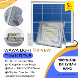 Đèn Pha Năng Lượng Mặt Trời Cao Cấp Euler Wawalight 5.0 - 400W - Bảo Hành 5 Năm